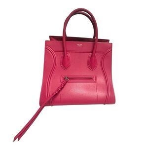 CELINE Fuchsia Pink Leather Phantom Luggage Tote Bag Large Auth Ex+